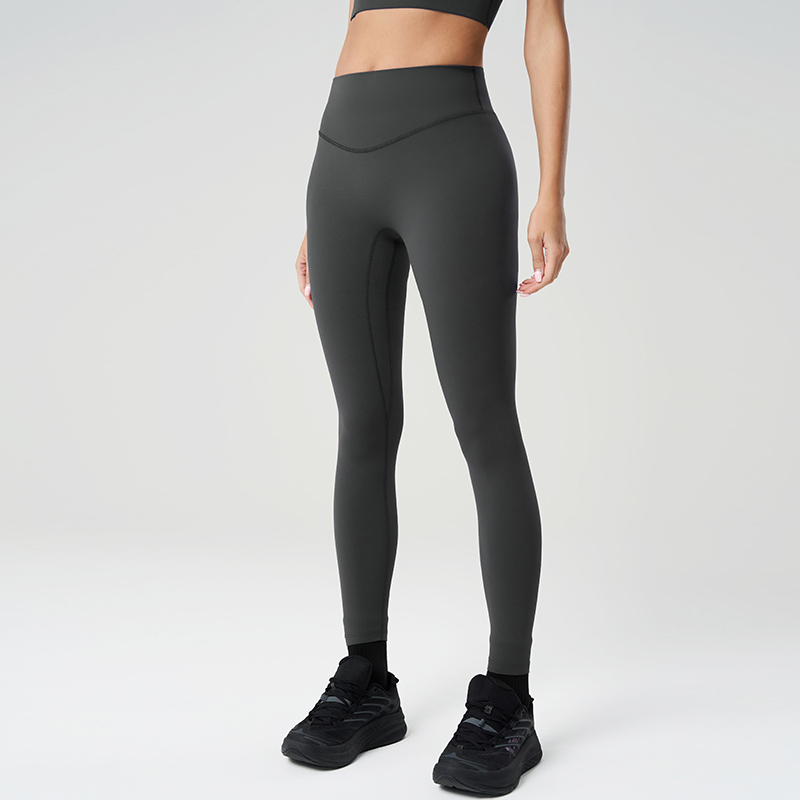 YL-008 Custom High Waisted Charcoal Long Yoga Leggings