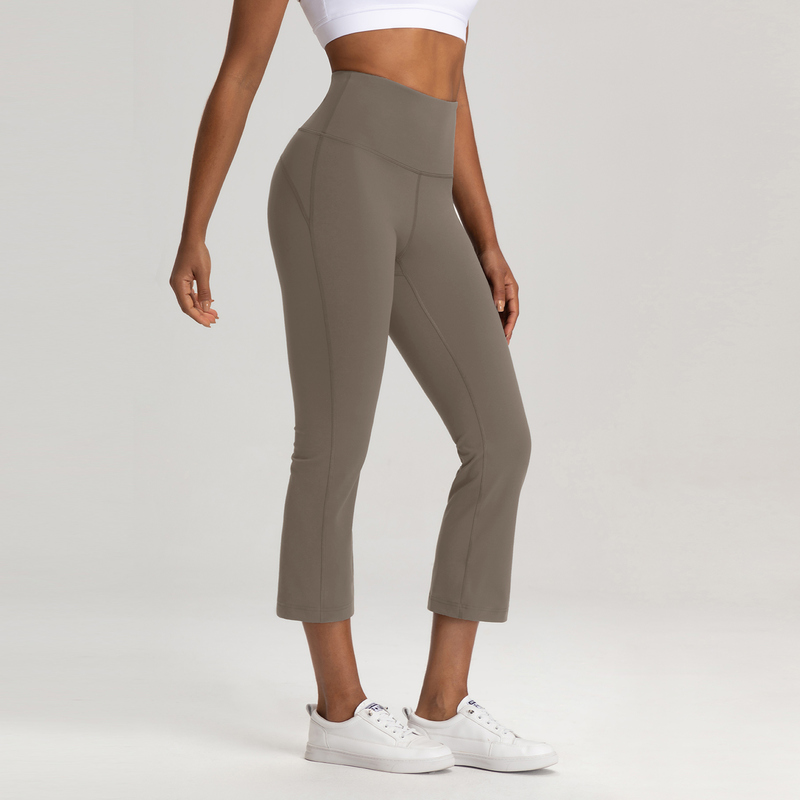 YL-009 OEM High Waisted Flare Capri Leggings Cropped Length