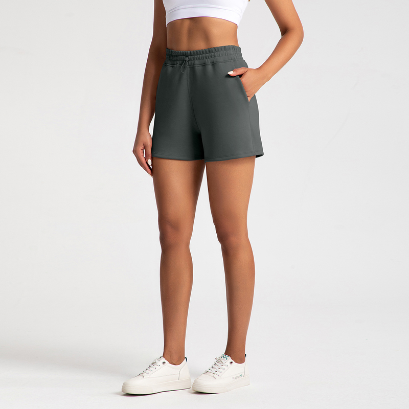 SH-006 Private Label Elastic Waist High Waisted Athletic Shorts