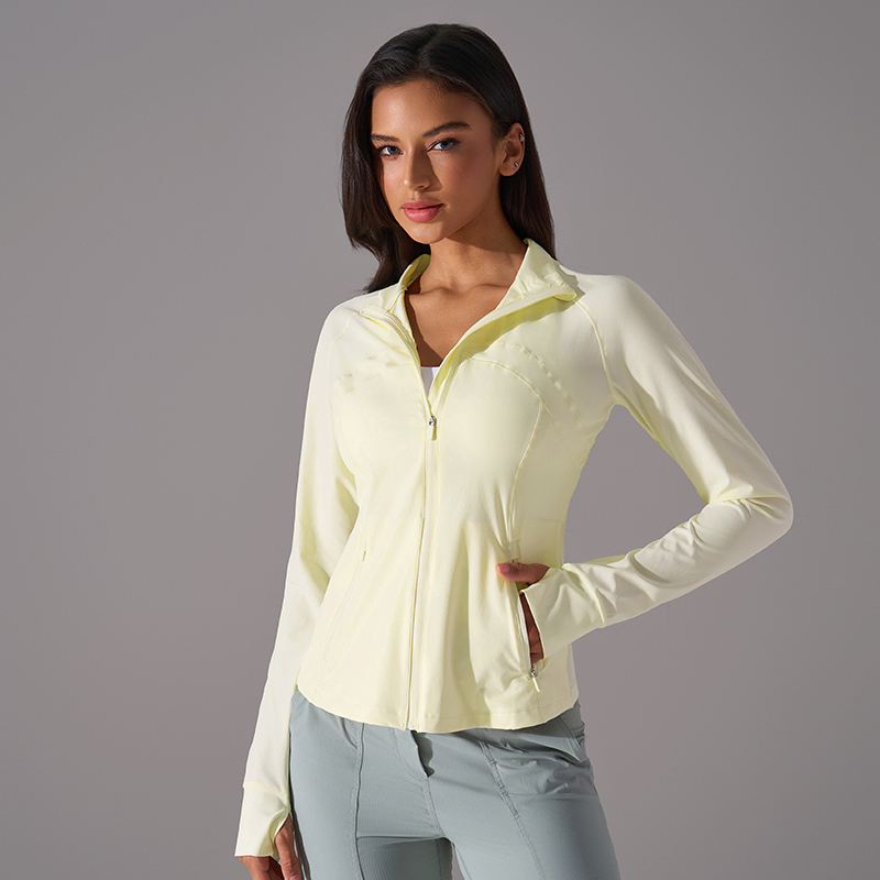 YT-011 Custom Full Zip Yoga Jacket for private label activewear sourcing