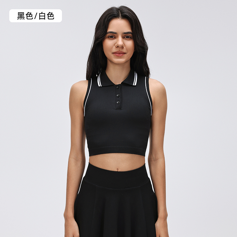 YT-005 Custom Sleeveless Polo Collar Crop Top