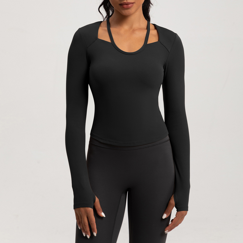 YT-009 OEM Cutout Long Sleeve Yoga Top Compression