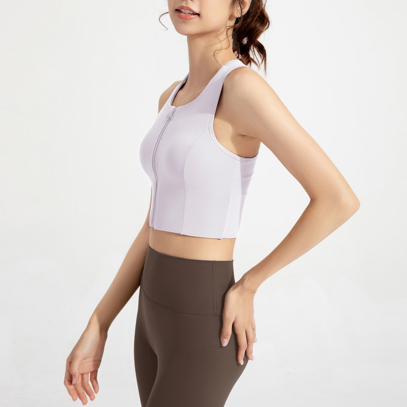 SB-032 OEM Front Zip High Support Sports Bra for private label activewear sourcing