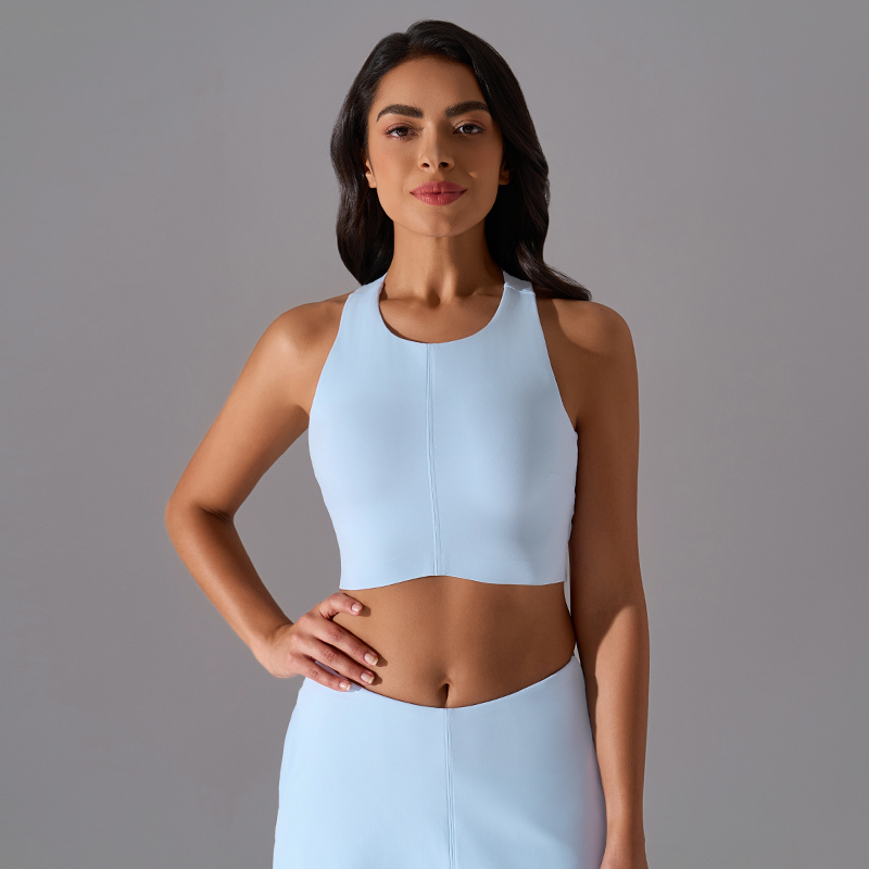 SB-037 Custom High Neck Crop Sports Bra