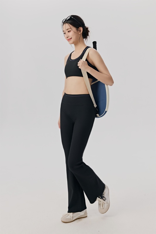 Custom ribbed flare yoga set for private label activewear sourcing