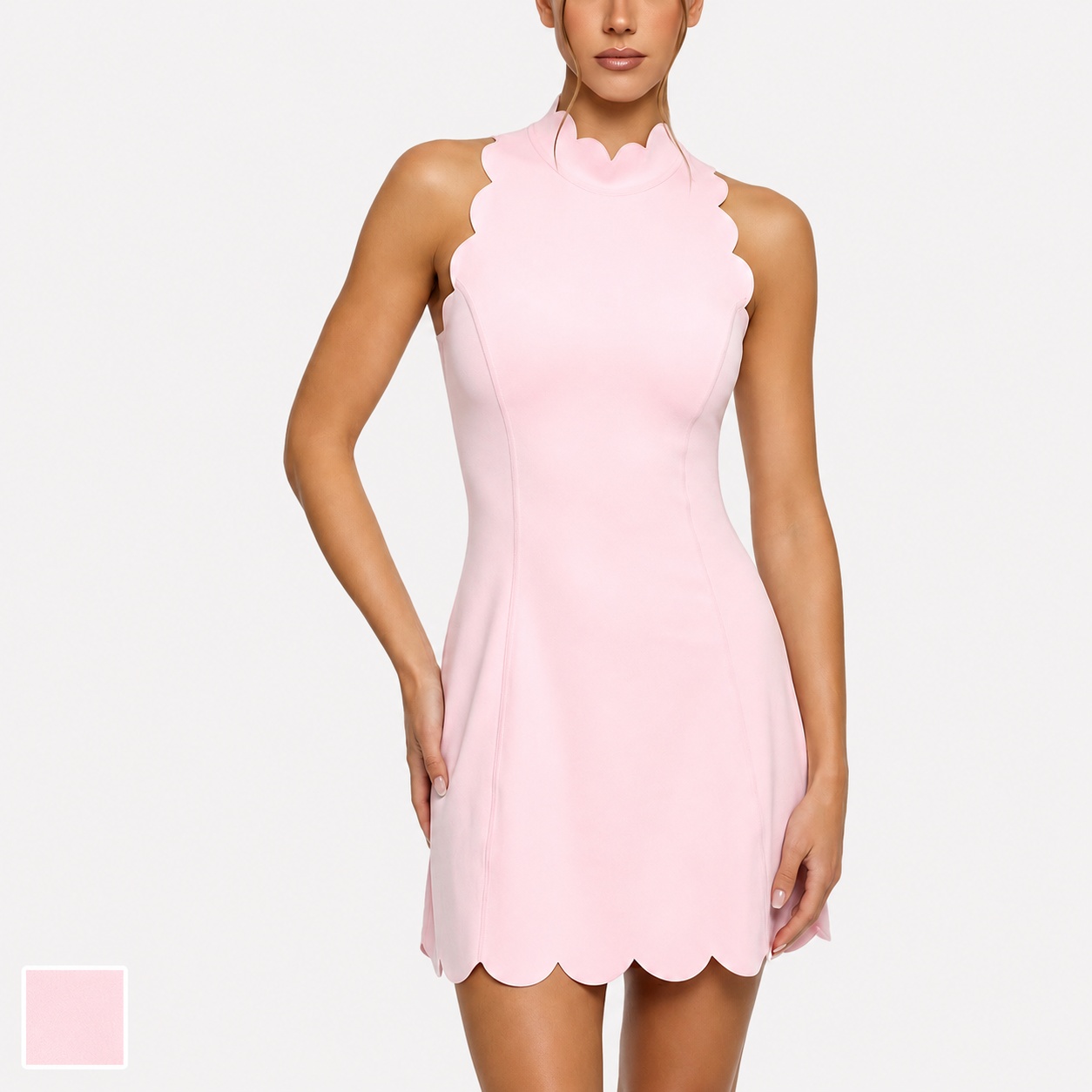 TD-013 Pink Halter Court Dress