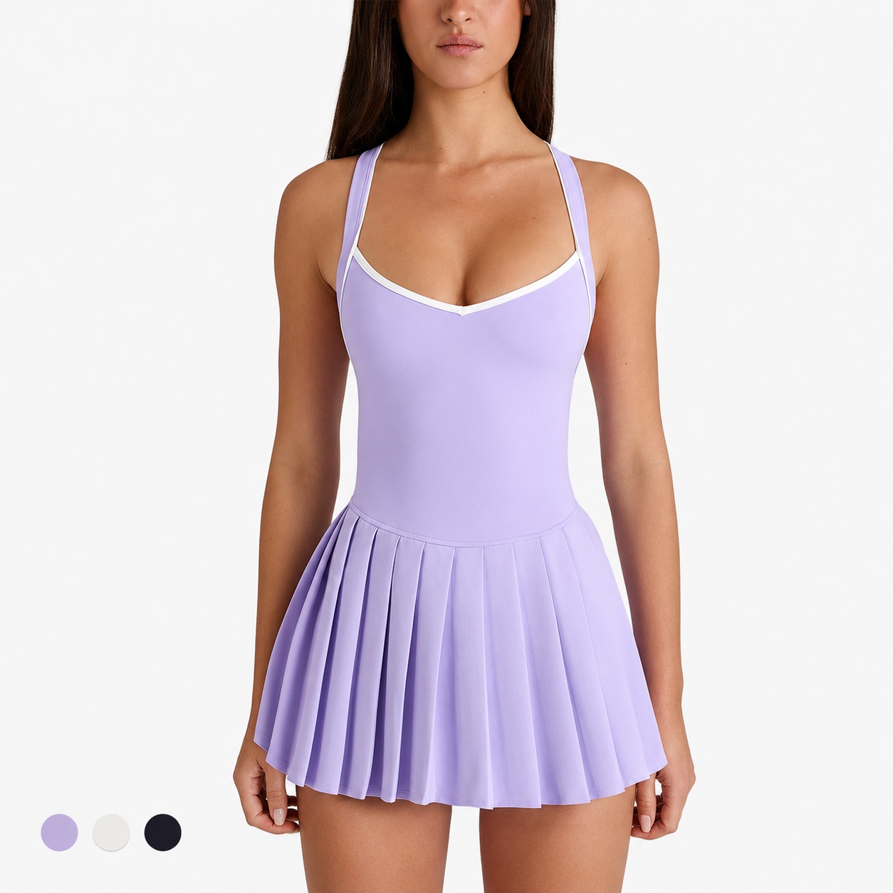 TD-015 Lavender Pleated Tennis Dress