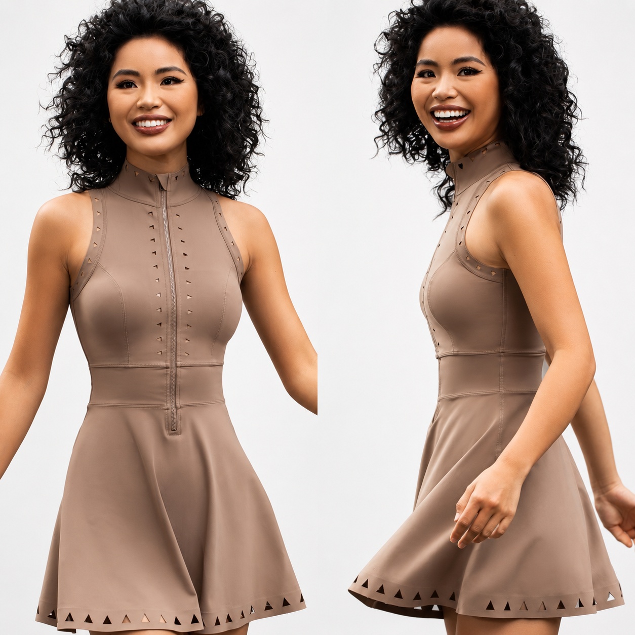 TD-031 Zip Front Pleated Tennis Dress