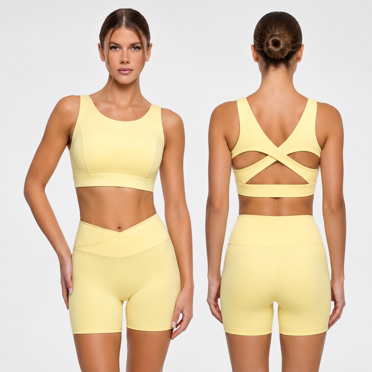 Open back biker shorts set for naked feel activewear sourcing