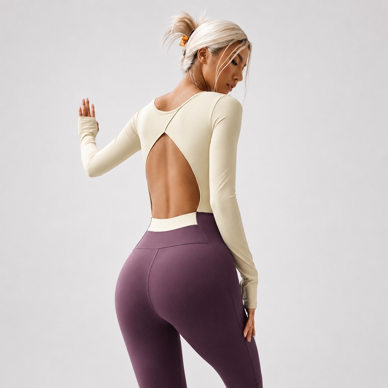 YT-041 Open Back Long Sleeve Pilates Top