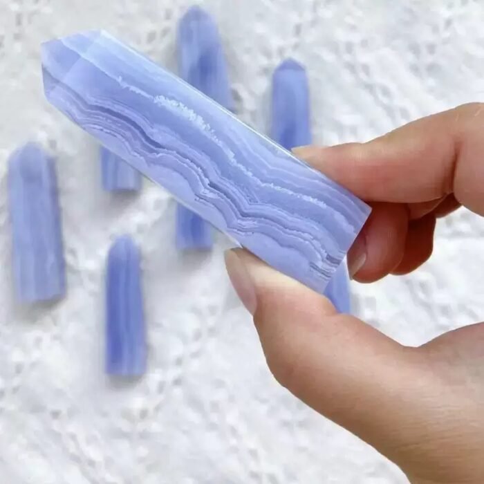 Natural blue agate four-sided column crystal rough stone - Image 2