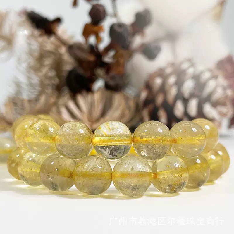 4mm-10mm Loose beads golden rutilated natural crystal round beads - Image 4