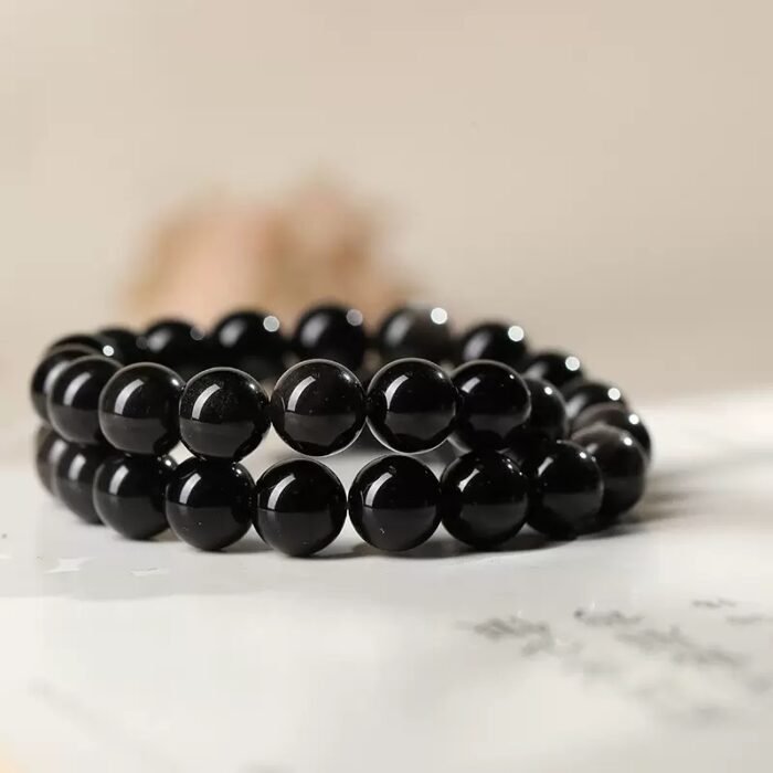 Black gold natural obsidian beads - Image 4