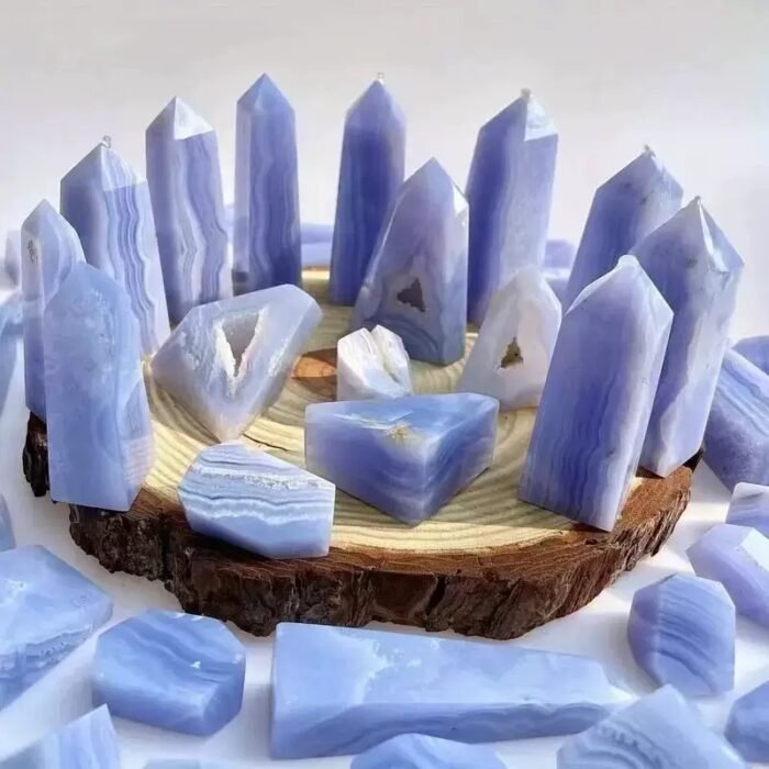 Natural blue agate four-sided column crystal rough stone - Image 4