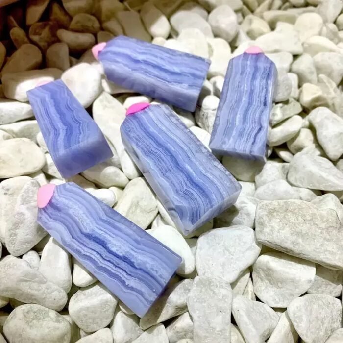 Natural blue agate four-sided column crystal rough stone - Image 3
