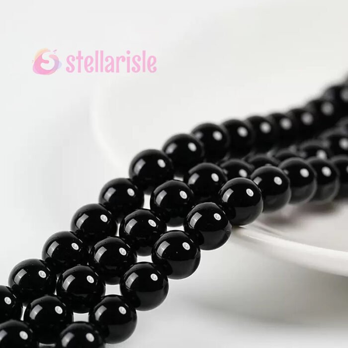 Black gold natural obsidian beads