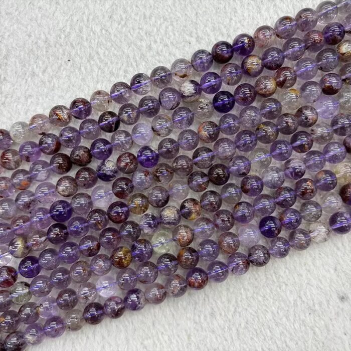 Natural Loose Beads Purple Aurora Ghost Crystal Round Beads
