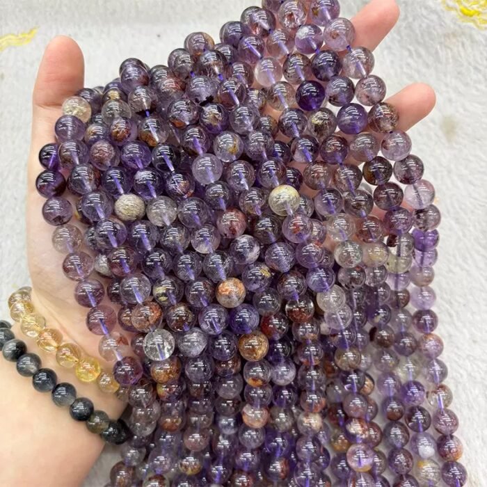 Natural Loose Beads Purple Aurora Ghost Crystal Round Beads - Image 3