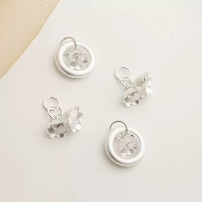 S999 sterling silver DIY handmade double lily of the valley pendant bracelet necklace accessories - Image 4