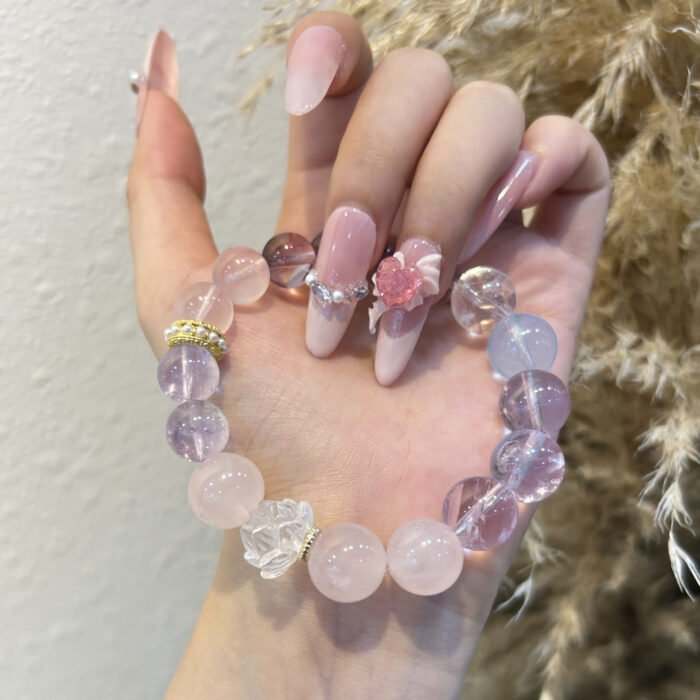 Natural Amethyst Pink Crystal Bracelet - Image 2