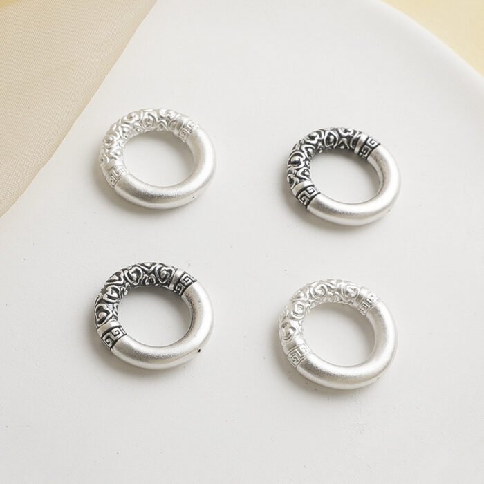 Pure Silver S999 Cloud Pattern Silver Ring Spacer Beads DIY Bracelet Necklace Accessories - Image 2