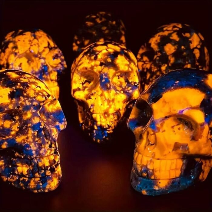 Crystal Carved Flame Stone Skull Statue Crafts Ornaments - Image 2