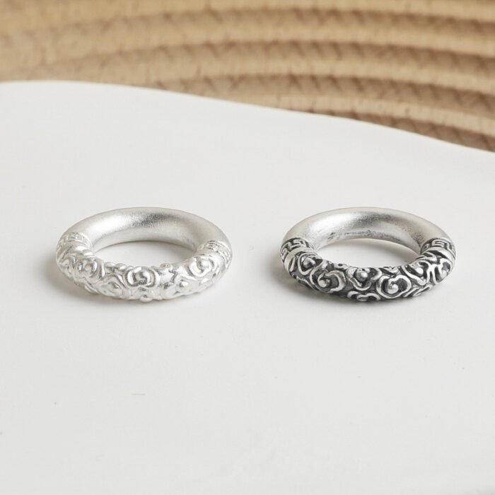 Pure Silver S999 Cloud Pattern Silver Ring Spacer Beads DIY Bracelet Necklace Accessories - Image 3