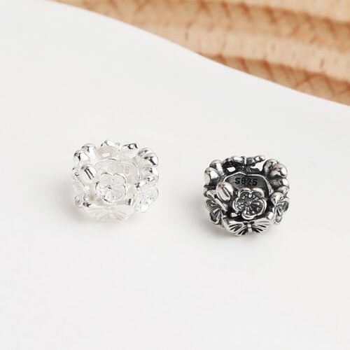 S925 sterling silver small flower spacer beads DIY accessories