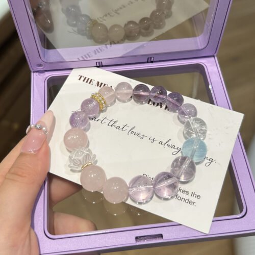 Natural Amethyst Pink Crystal Bracelet