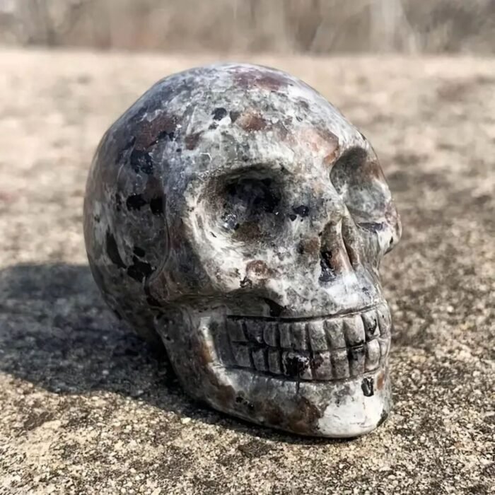 Crystal Carved Flame Stone Skull Statue Crafts Ornaments - Image 4