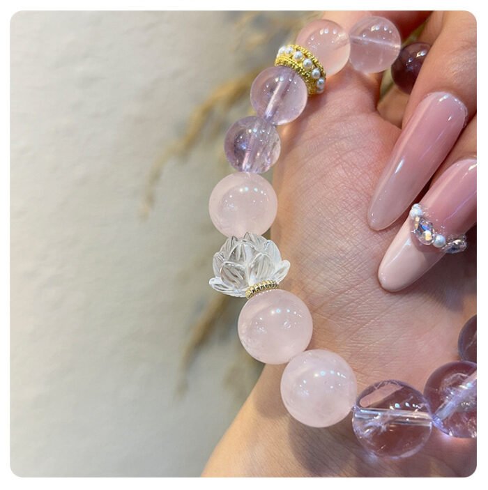 Natural Amethyst Pink Crystal Bracelet - Image 3