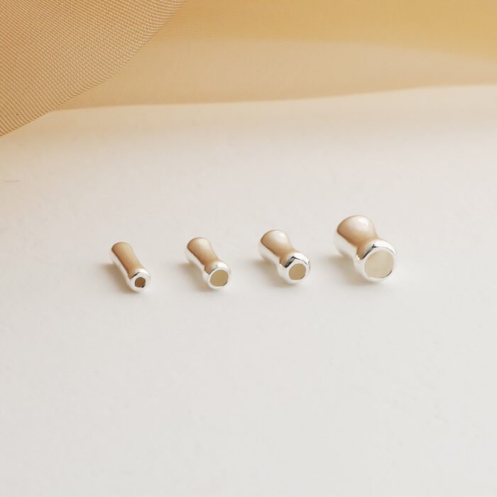 S925 sterling silver bamboo tube spacer beads DIY beaded bracelet bone small silver tube scattered beads accessories - Image 2