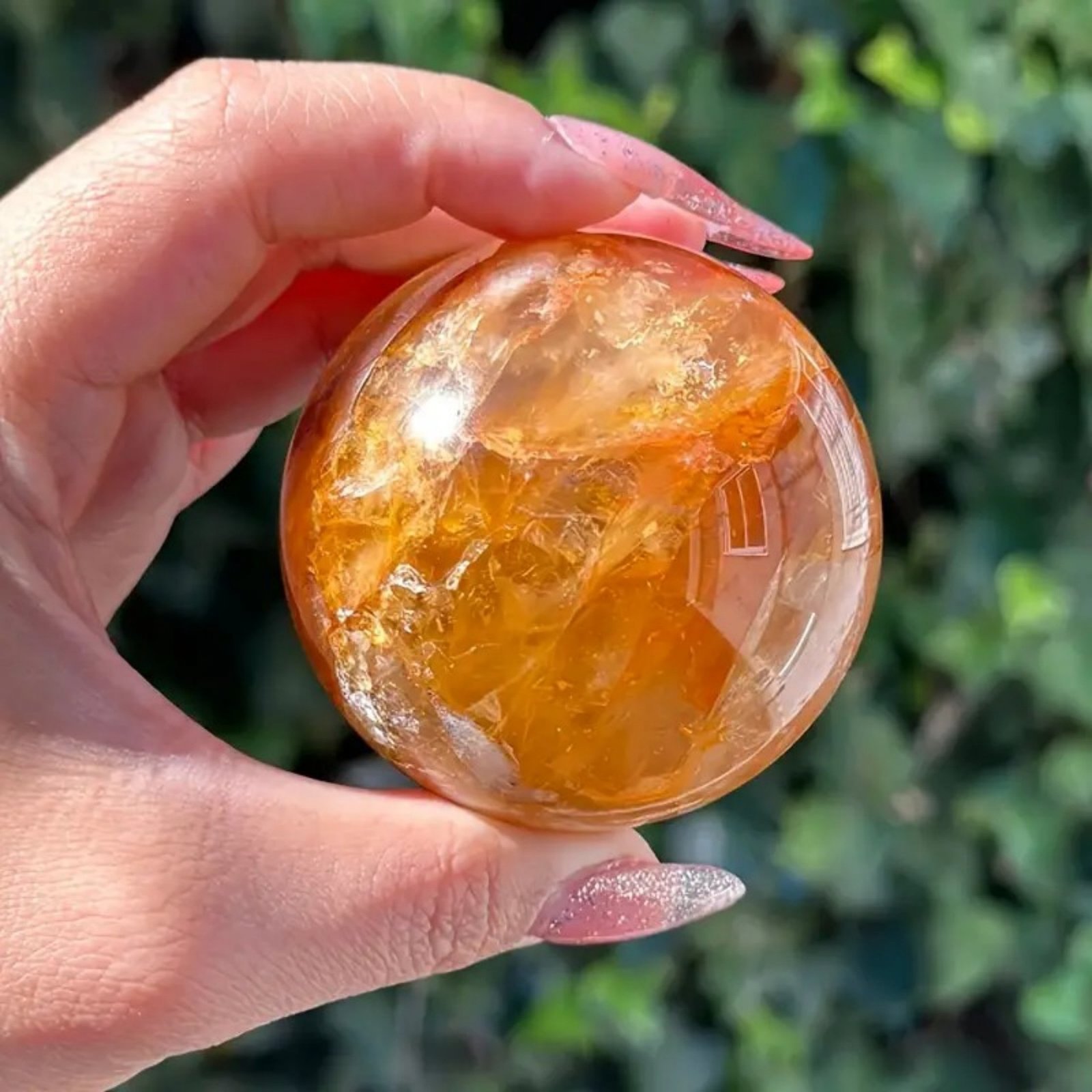 Natural yellow glue flower crystal ball home office porch feng shui ball - Image 3