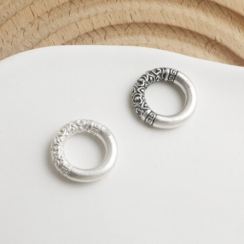 Pure Silver S999 Cloud Pattern Silver Ring Spacer Beads DIY Bracelet Necklace Accessories