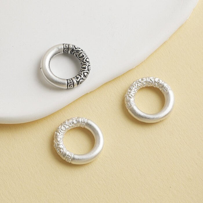 Pure Silver S999 Cloud Pattern Silver Ring Spacer Beads DIY Bracelet Necklace Accessories - Image 4