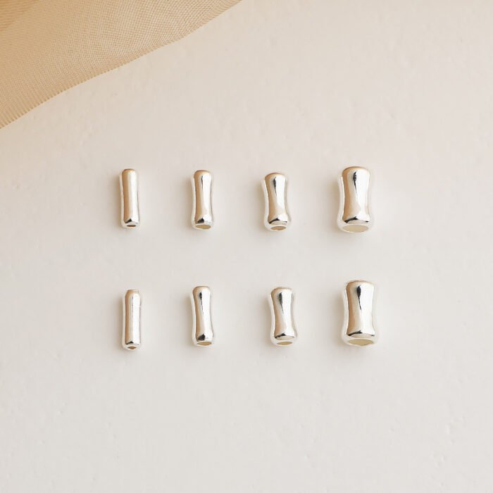 S925 sterling silver bamboo tube spacer beads DIY beaded bracelet bone small silver tube scattered beads accessories - Image 4