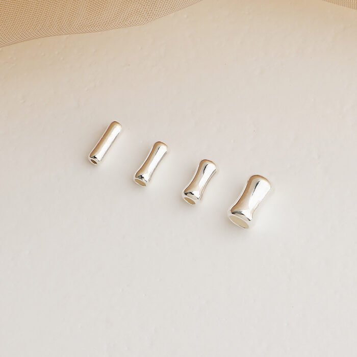 S925 sterling silver bamboo tube spacer beads DIY beaded bracelet bone small silver tube scattered beads accessories - Image 3