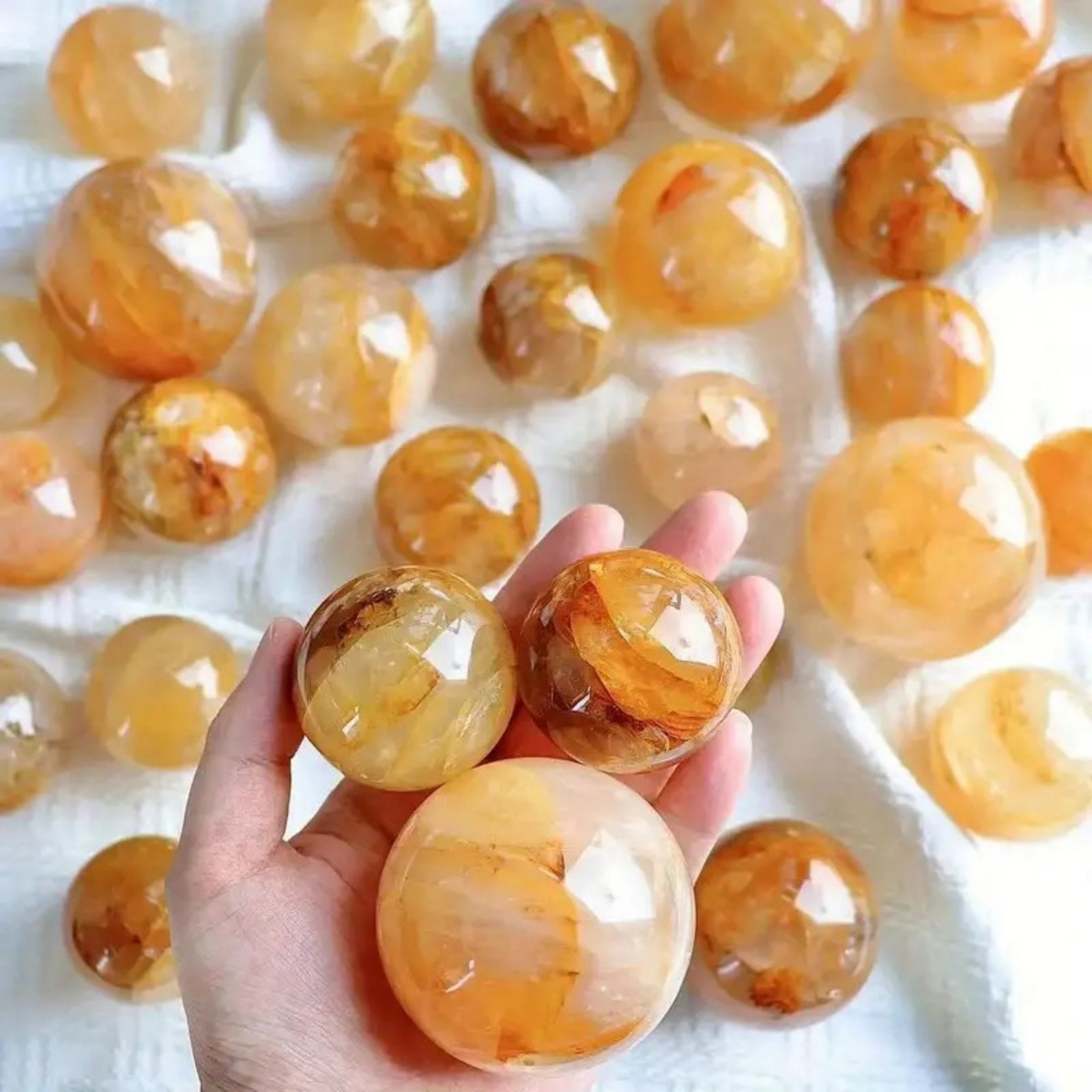 Natural yellow glue flower crystal ball home office porch feng shui ball