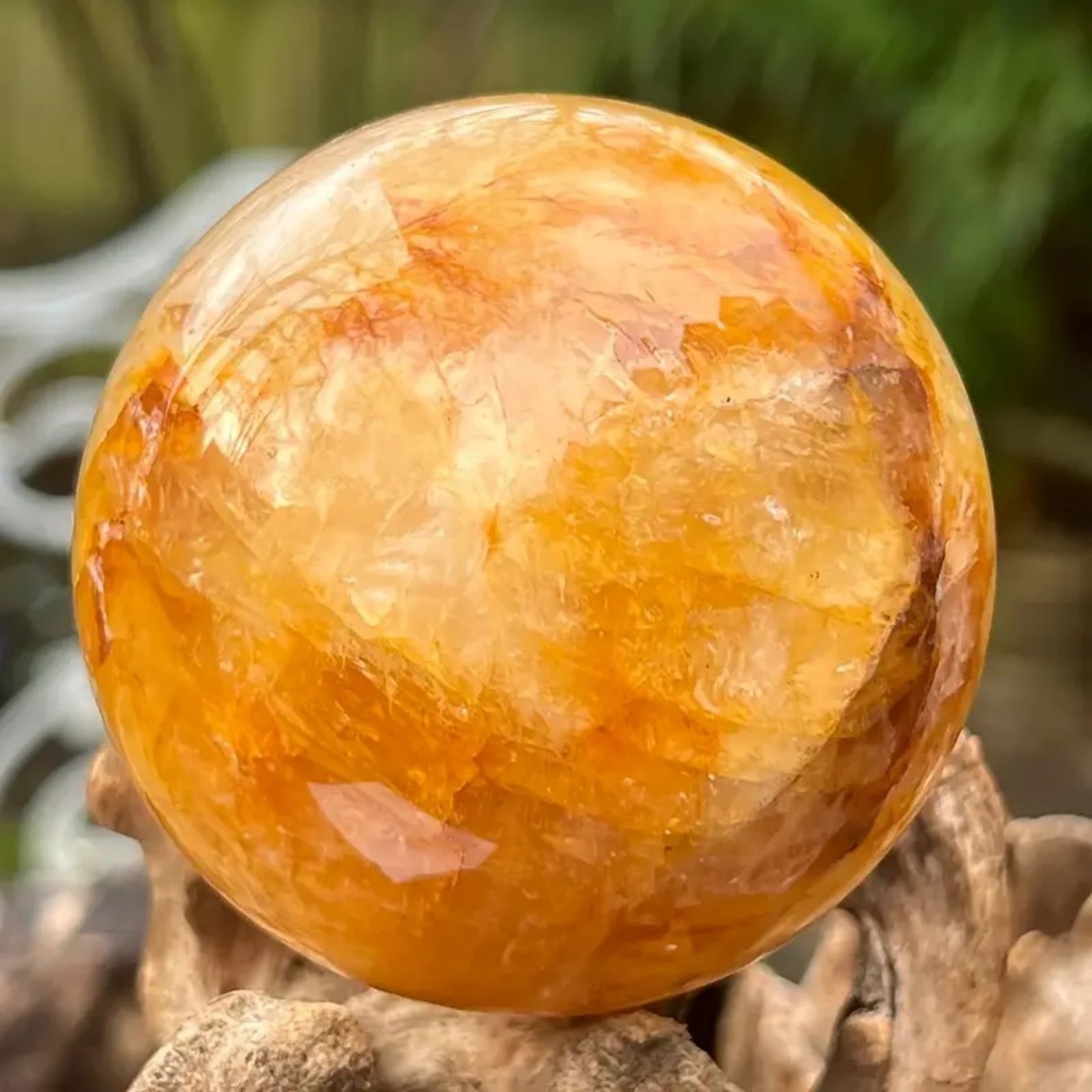 Natural yellow glue flower crystal ball home office porch feng shui ball - Image 4